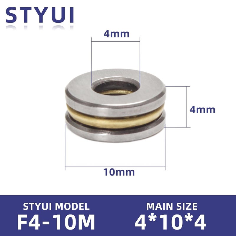 STYUI (10Pcs) F4-10M Miniature Thrust Ball Bearings 4mm x 10mm x 4mm Miniature Plane Thrust Bearings Chrome Steel One Way - Image 3